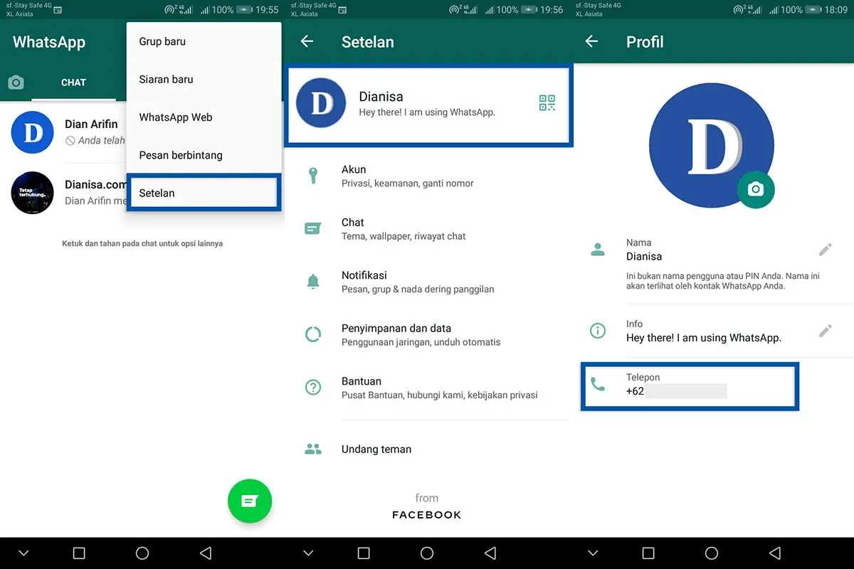 Melihat Nomor Yang Digunakan Untuk WhatsApp