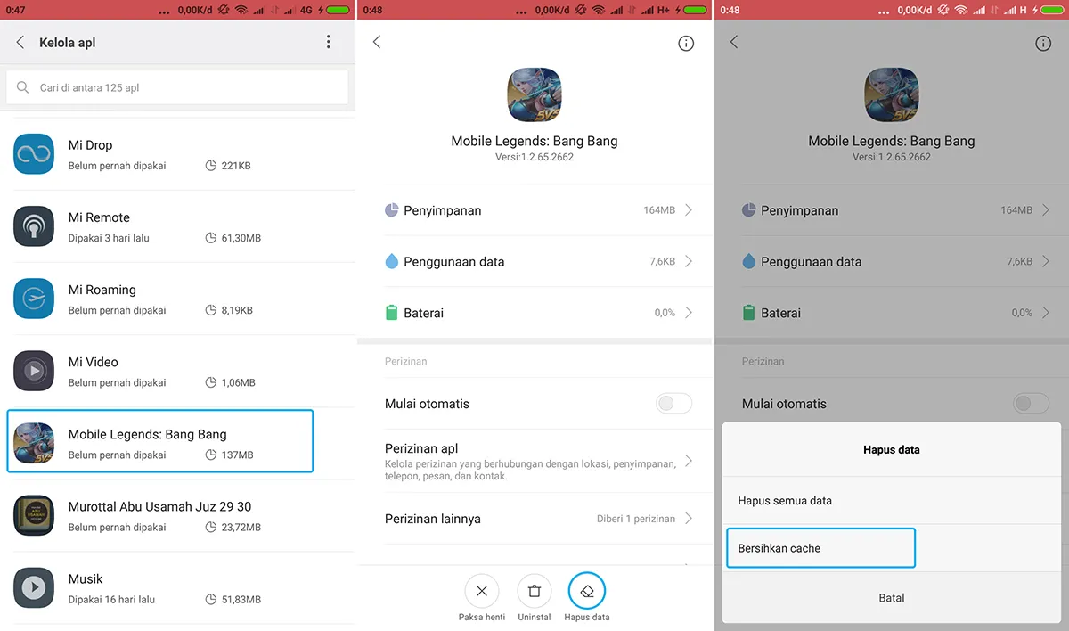 Bersihkan Cache Mobile Legend