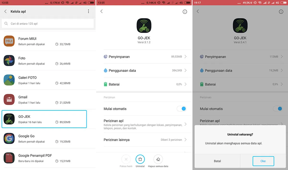 Uninstal Aplikasi GO-JEK