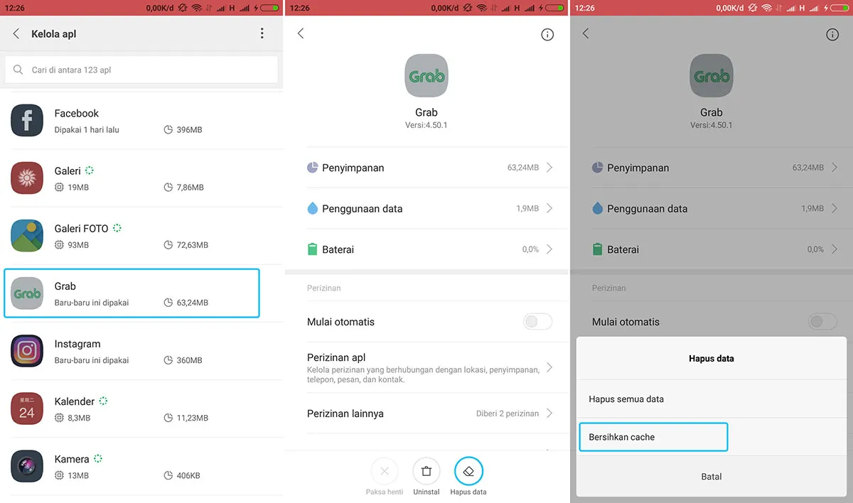 Bersihkan Cache Grab