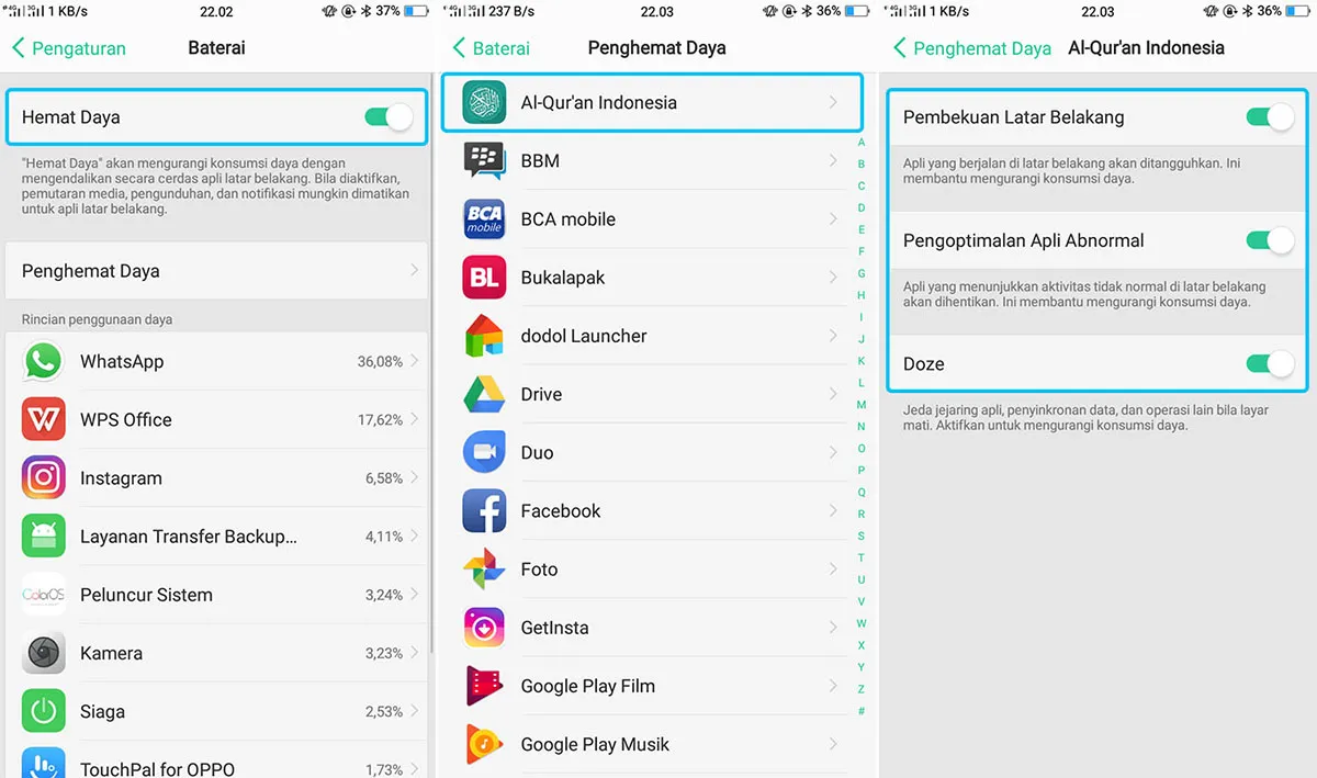 Hemat Daya Aplikasi OPPO A71