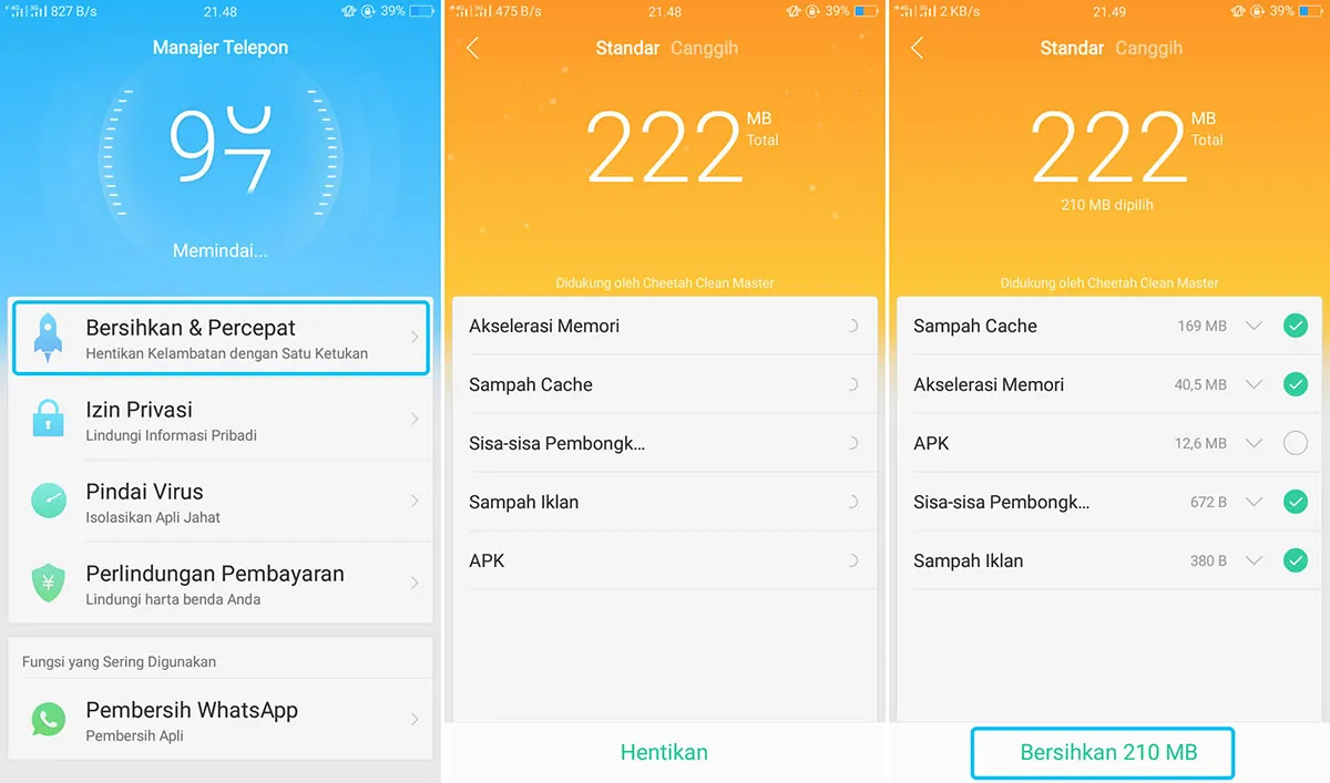 Membersihkan Cache OPPO A71