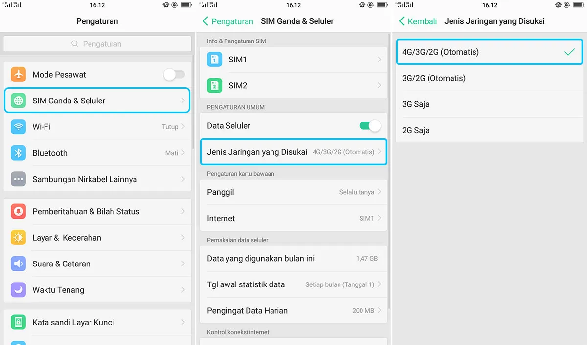 Setting Jaringan 4G LTE OPPO A71