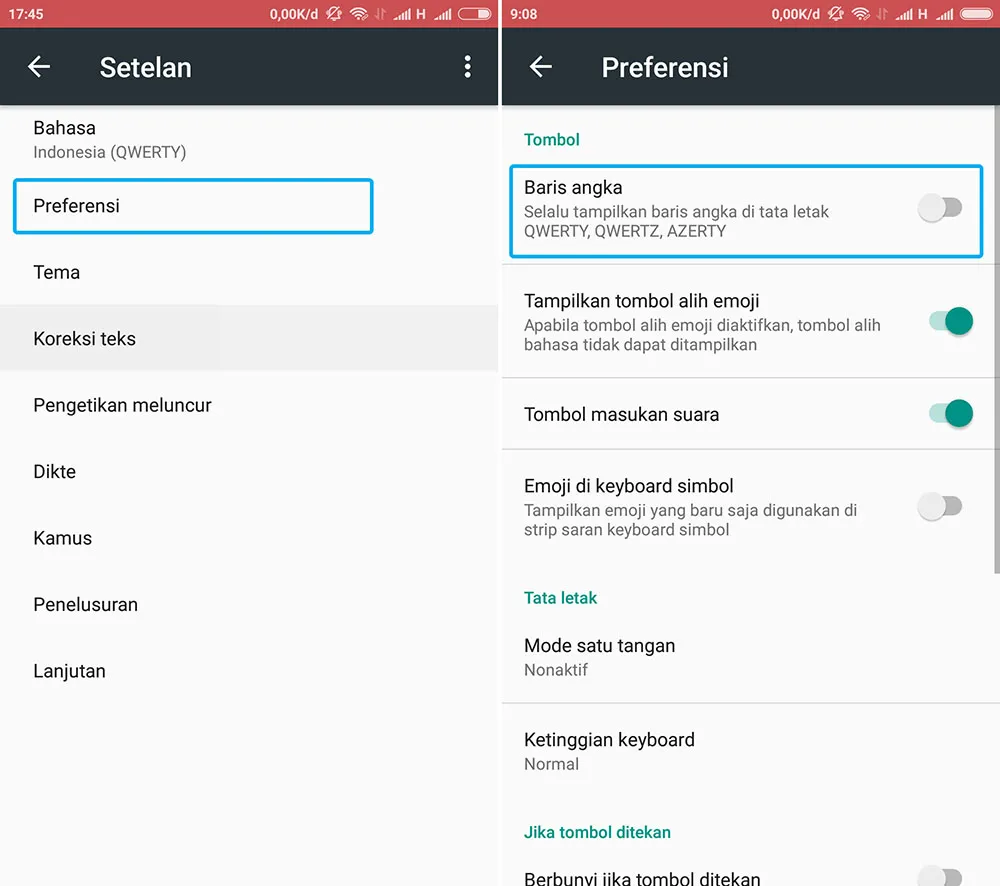 Menampilkan Baris Angka Gboard