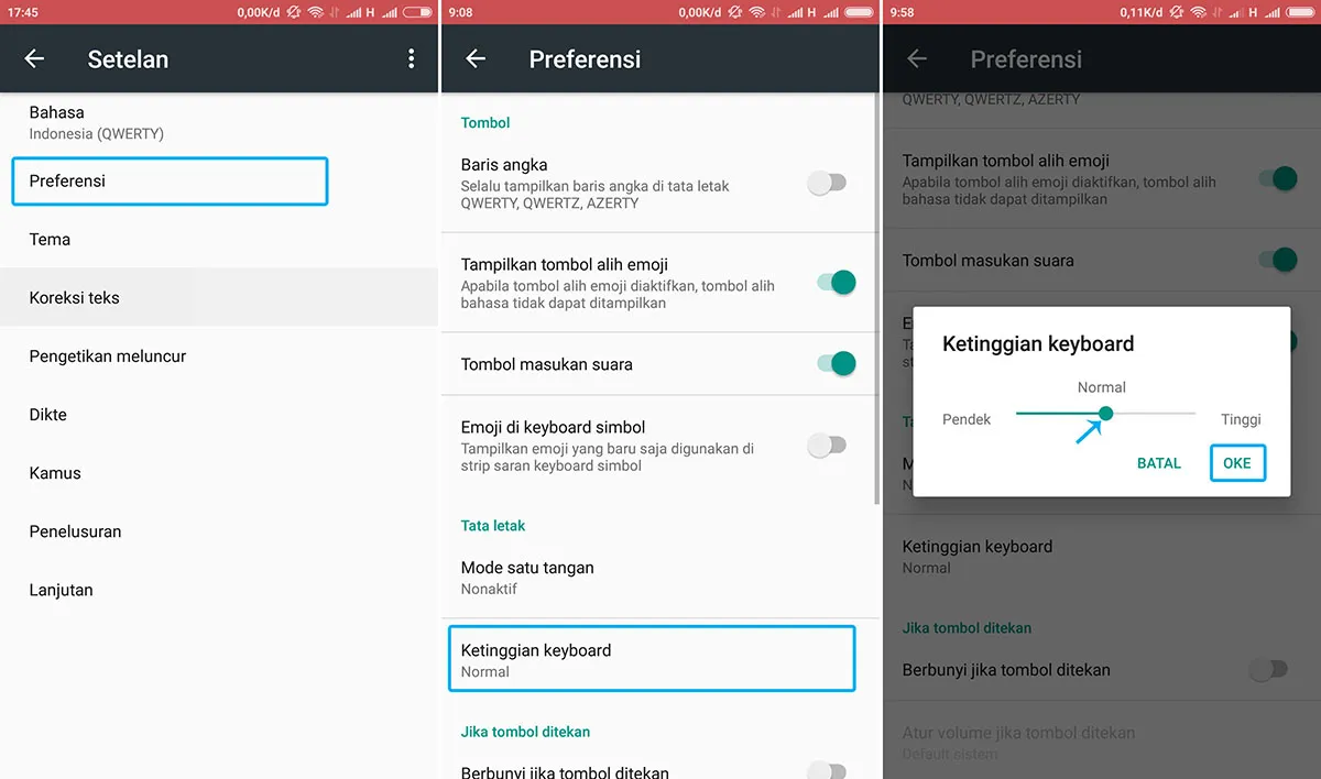 Mengatur Ukuran Huruf Gboard