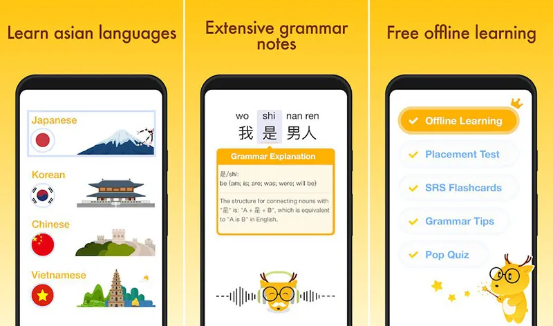 Learn Japanese, Korean, Chinese Offline