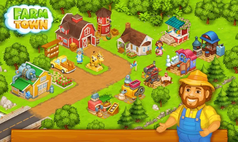 Farm Town Happy farming Day & food farm game City