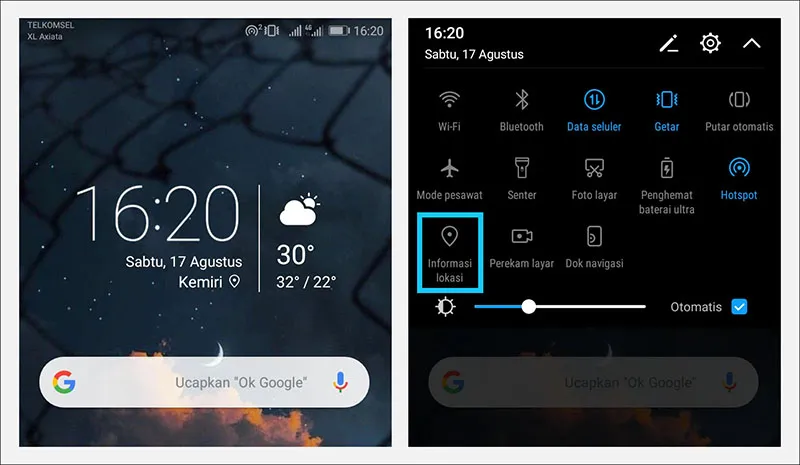 Aktifkan Fitur Lokasi
