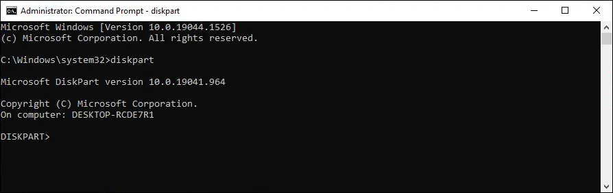 Diskpart Command Prompt