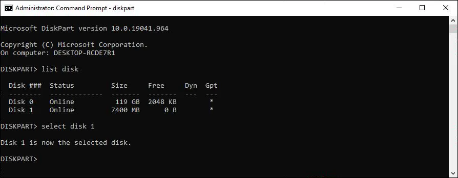 List Disk Command Prompt