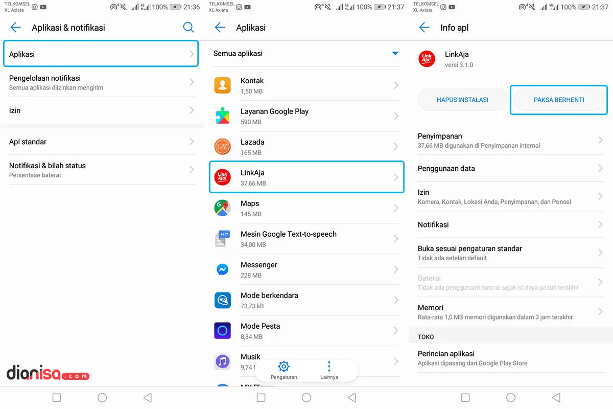 Paksa Berhenti Aplikasi LinkAja