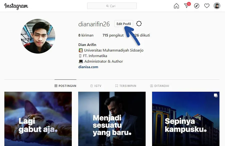1 Mengganti Username IG Browser Komputer