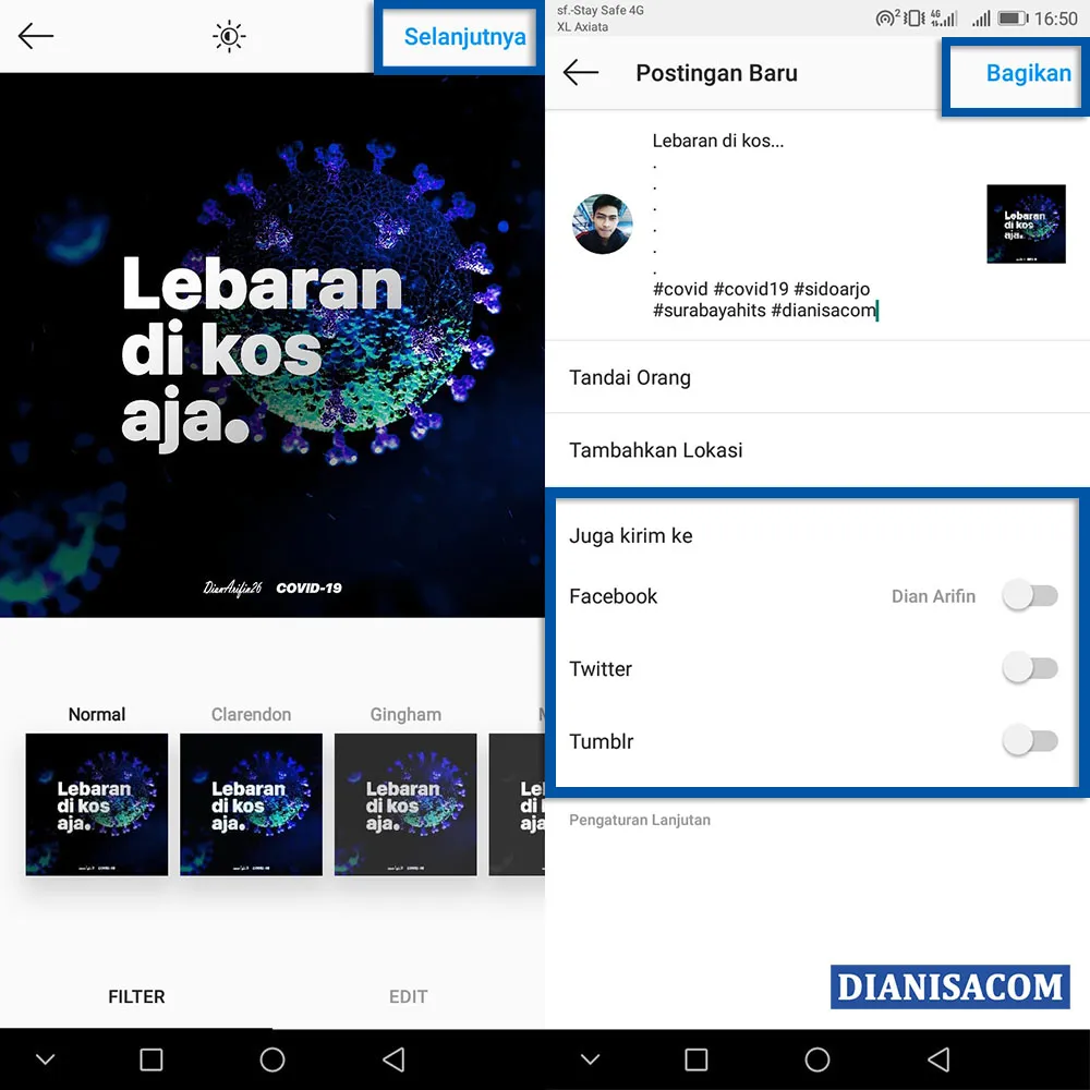 2 Membagikan Foto Instagram