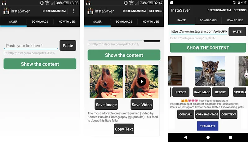 Saver resposter for Instagram