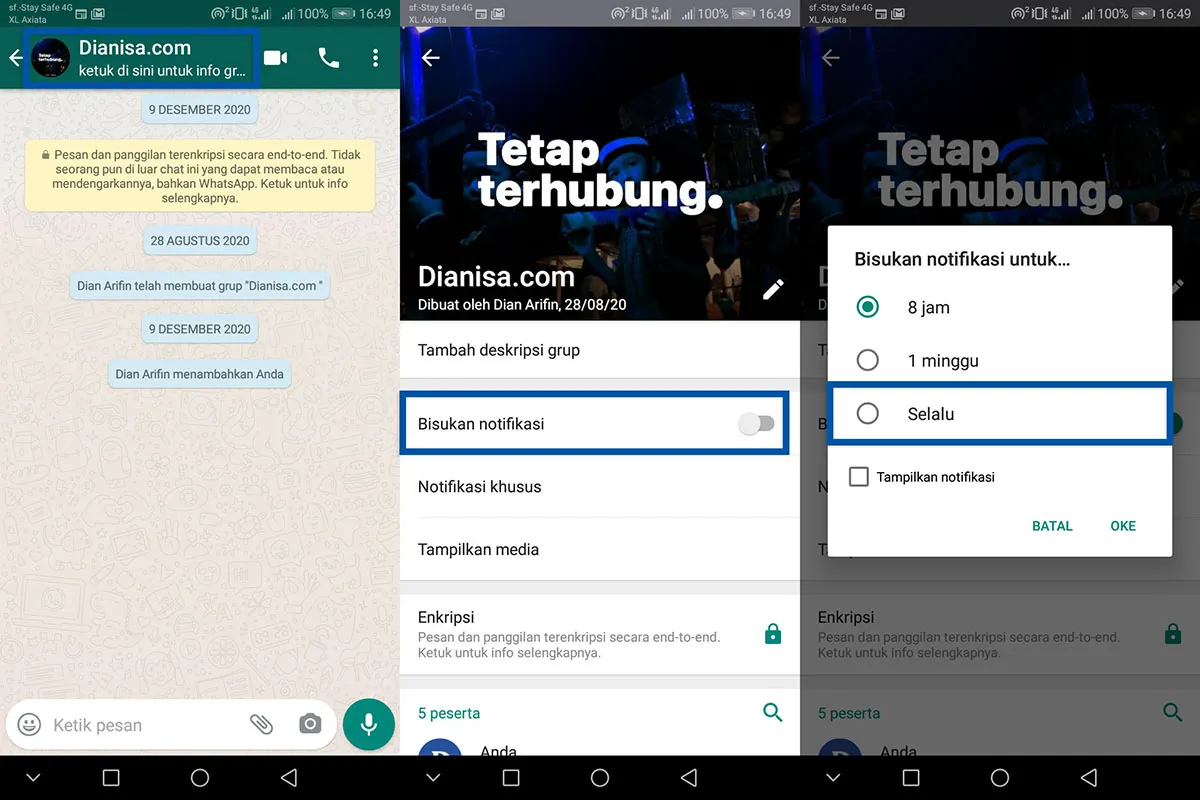 1 Bisukan Notifikasi WhatsApp
