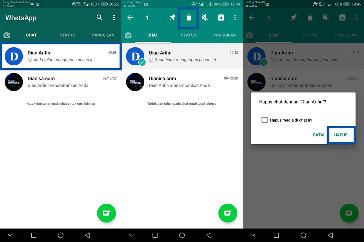 1 Menghapus Pesan Pribadi WhatsApp