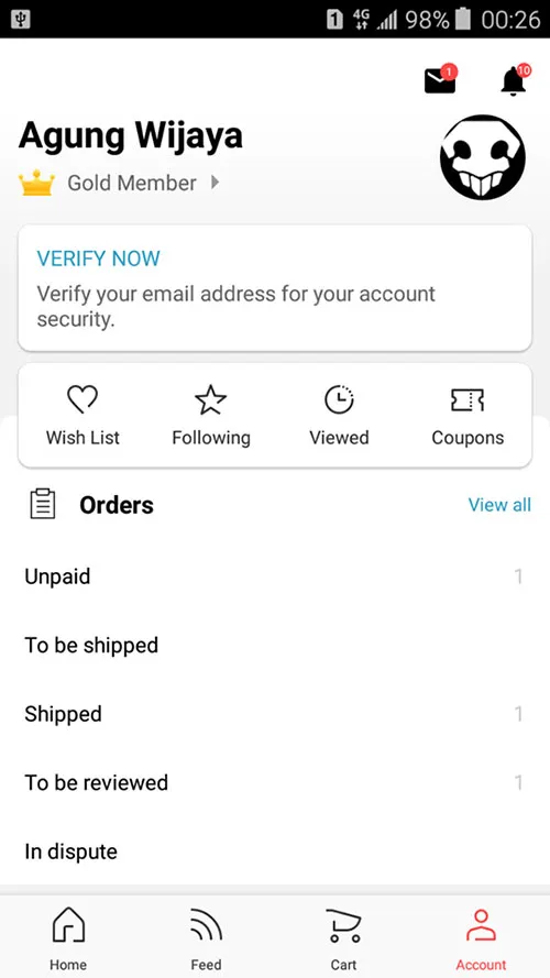 1. Buka Akun AliExpress