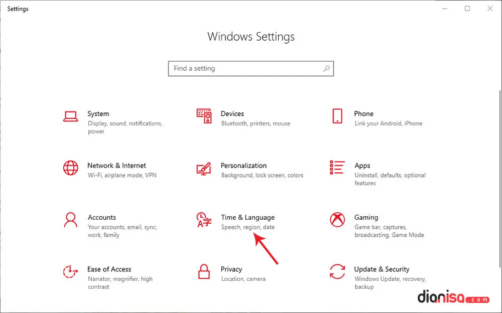 1. Setting Bahasa Windows