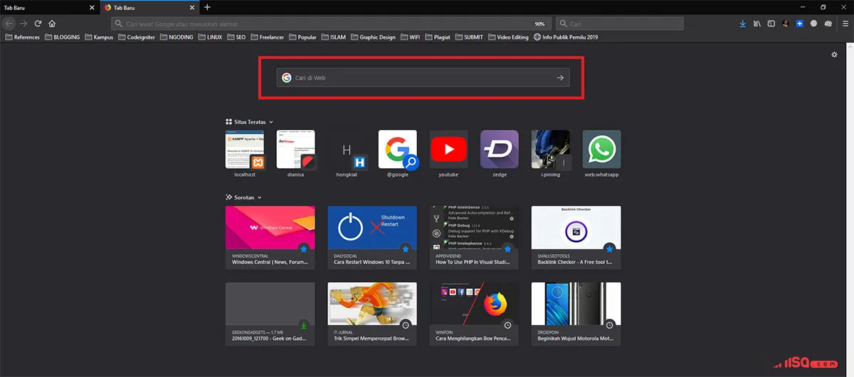 1. Setting Box Pencarian Firefox