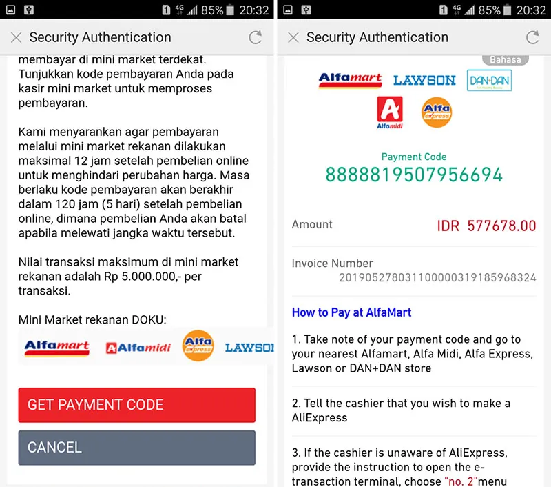 10. Kode Pembayaran di AliExpress