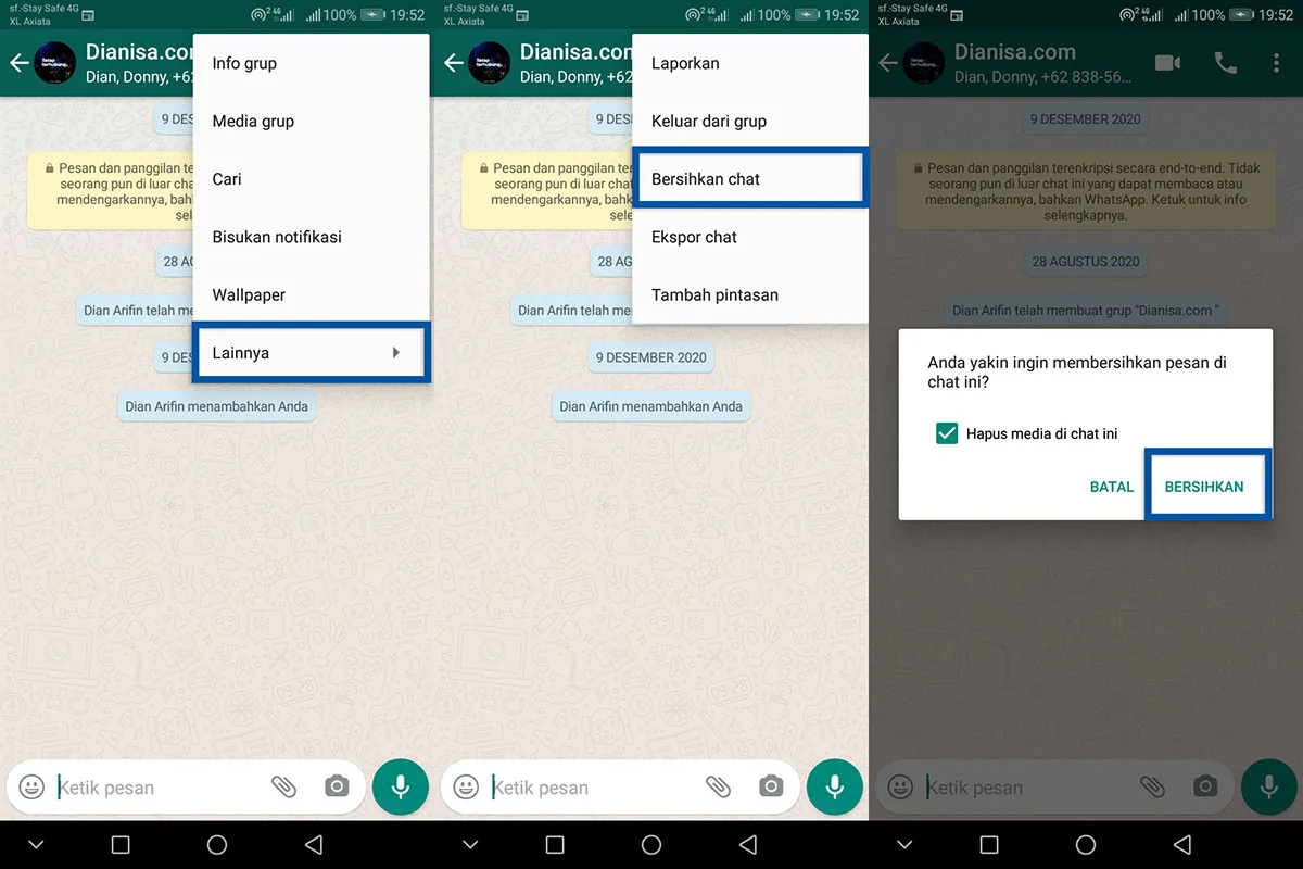 2 Menghapus Chat Grup WhatsApp