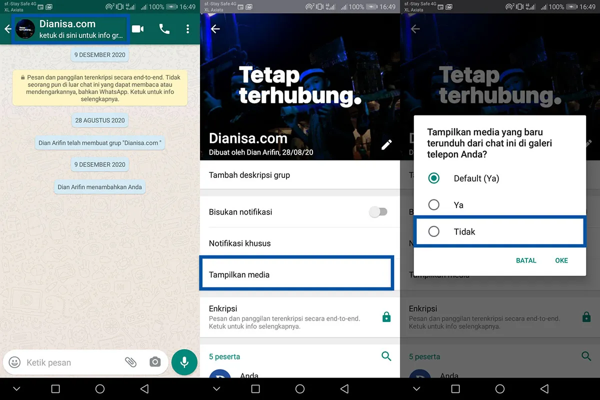 2 Sembunyikan Media Unduhan Grup WhatsApp