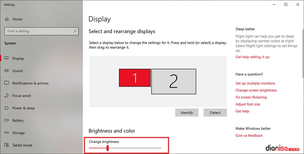 2. Atur Tingkat Kecerahan Layar Laptop