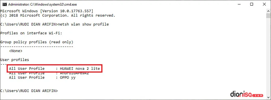 2. Mengetahui Password WiFi dari Command Prompt