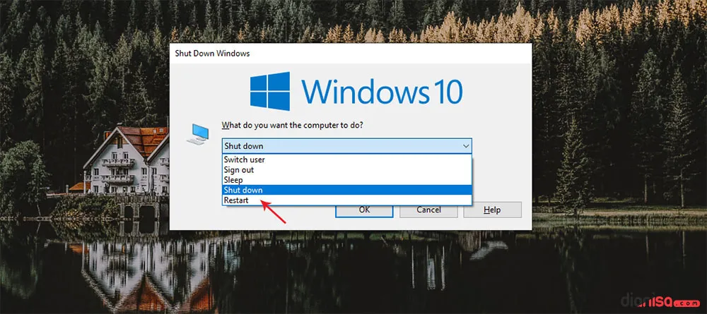 3. Restart Windows dari Shortcut