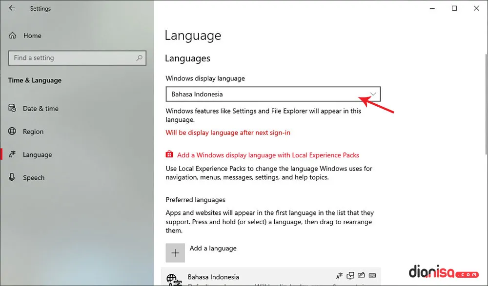 5. Mengubah Bahasa Windows
