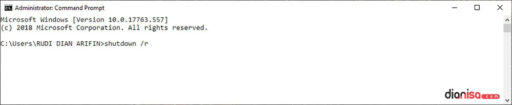 6. Retart Windows dari CMD
