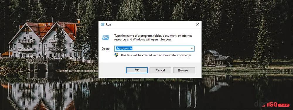 8. Restart Windows dari RUN