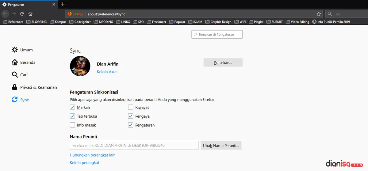 Akun Sinkronisasi Mozilla Firefox
