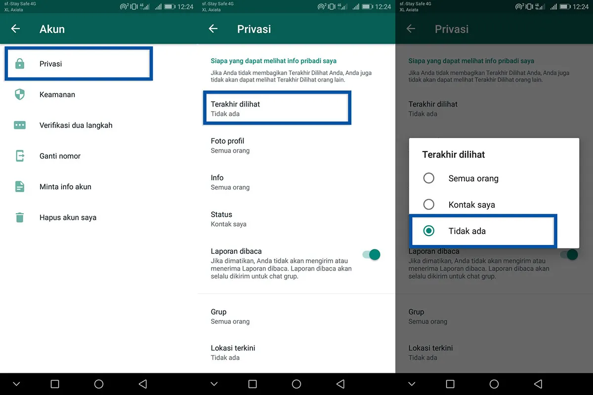 Menyembunyikan terakhir dilihat WhatsApp