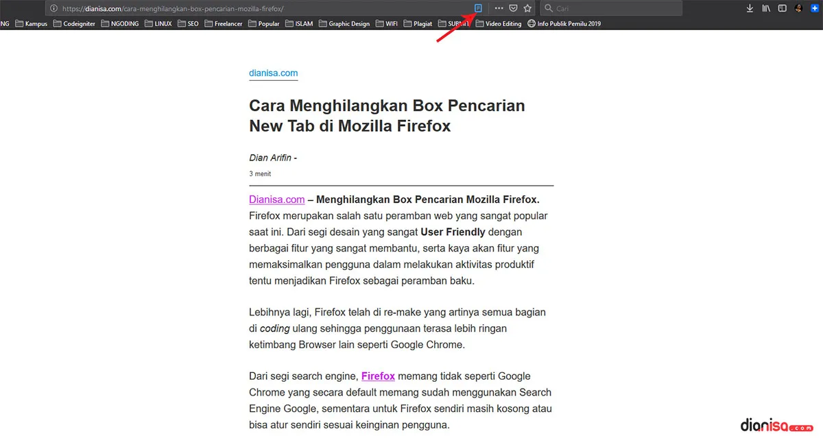 Reader Mode Pada Mozilla Firefox