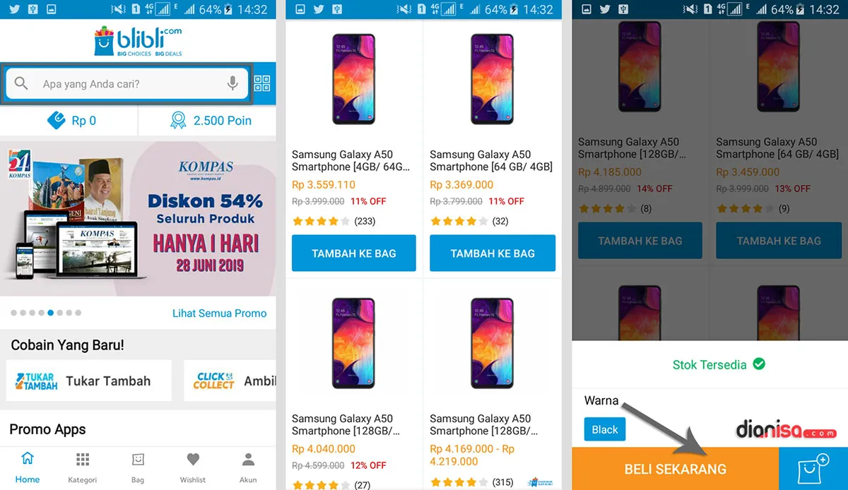 1. Cari Barang di Blibli via Aplikasi