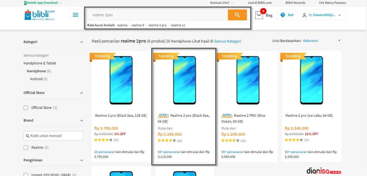 1. Cari Barang di Blibli