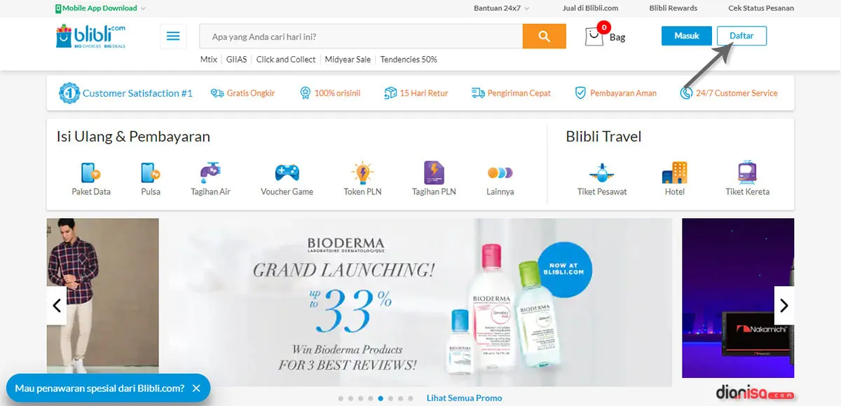 1. Daftar Akun Blibli