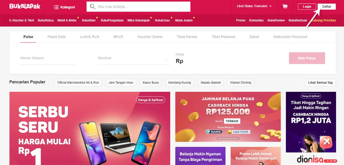 1. Daftar Akun Bukalapak