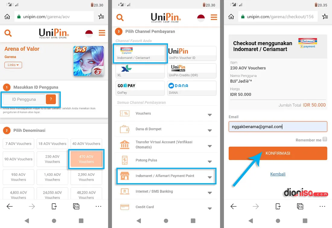 1. Top Up AOV via Unipin