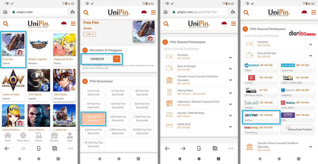 1. Top Up Diamond Free Fire