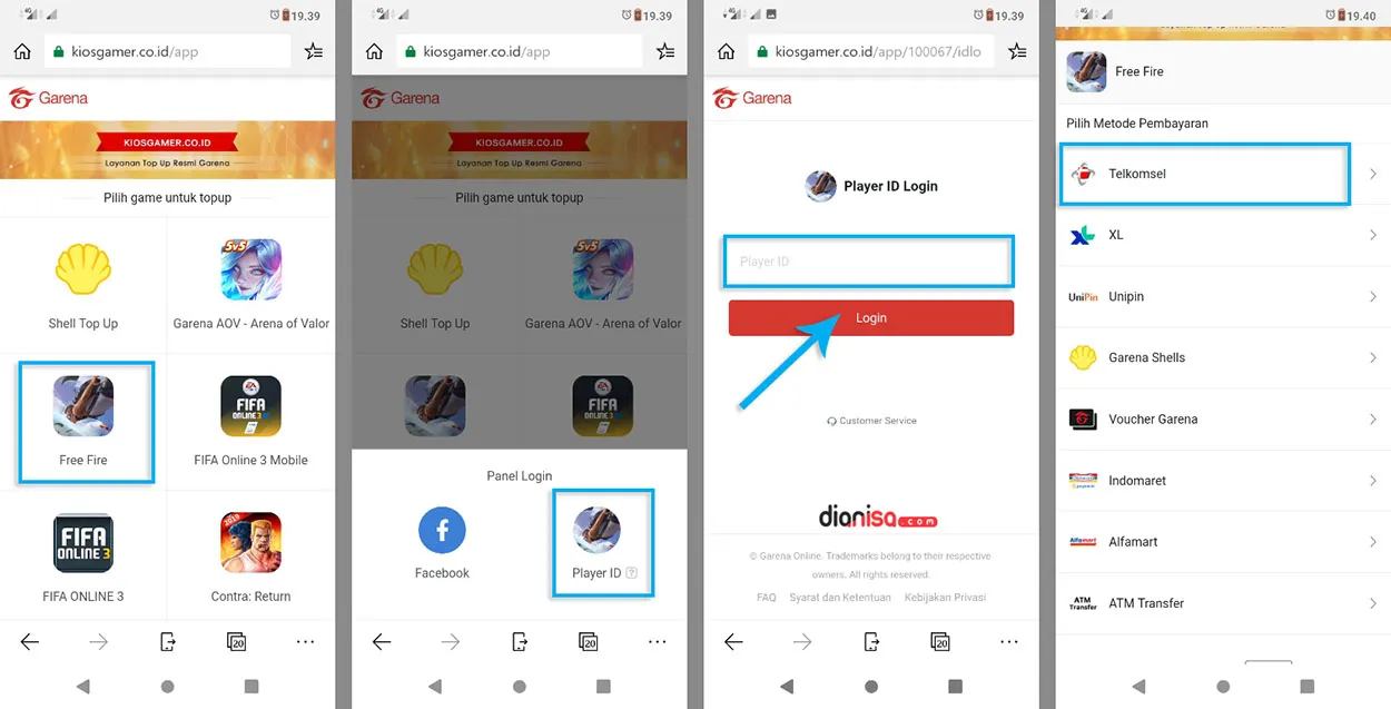 1. Top Up Free Fire via Kiosgamer