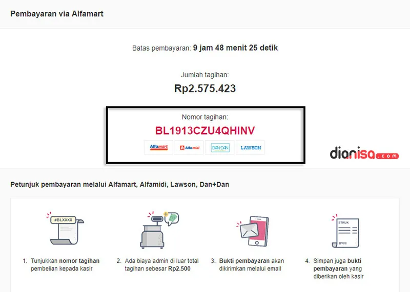 10. Nomor Tagihan di Bukalapak