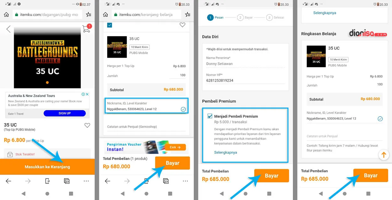 2. Beli UC PUBG di Itemku