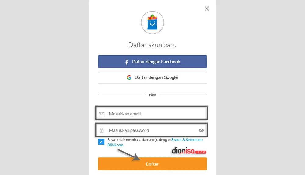 2. Membuat Akun Blibli