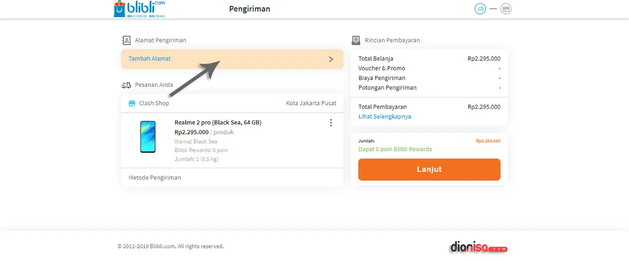 4. Tambahkan Alamat di Blibli