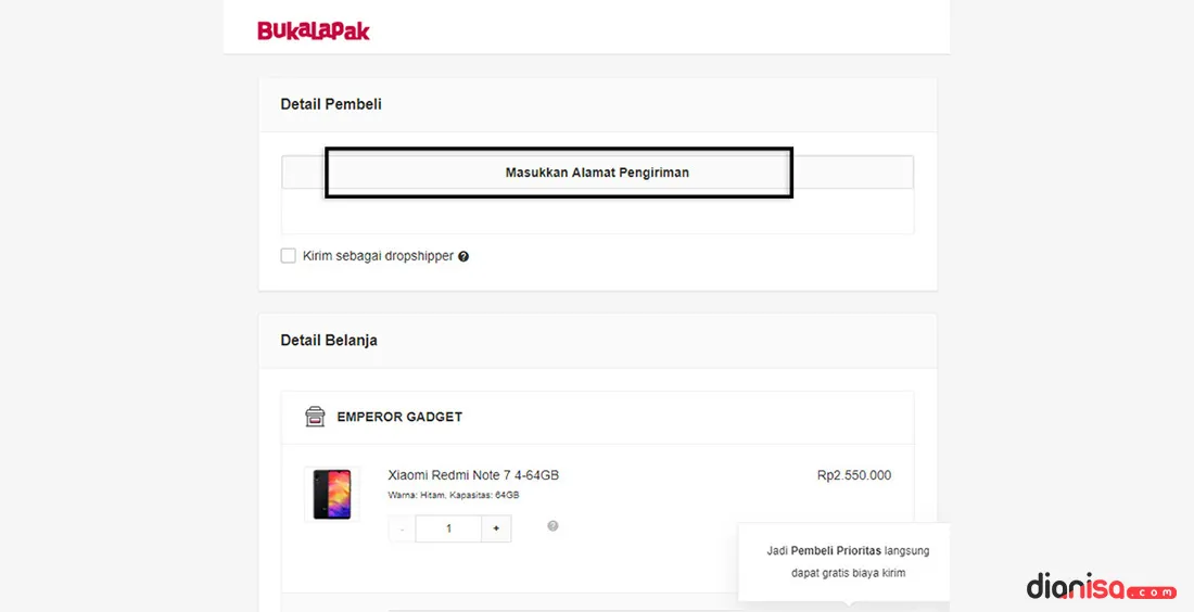 5. Opsi Alamat di Bukalapak