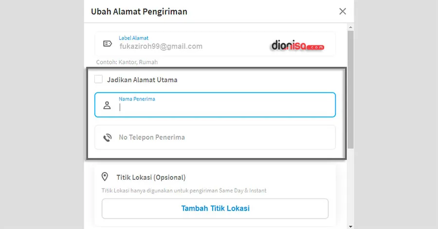 5. Tulis Alamat di Blibli