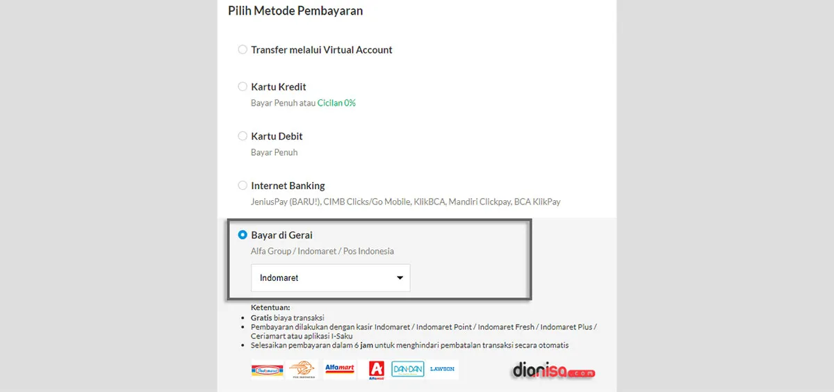 7. Gerai Pembayaran di Blibli