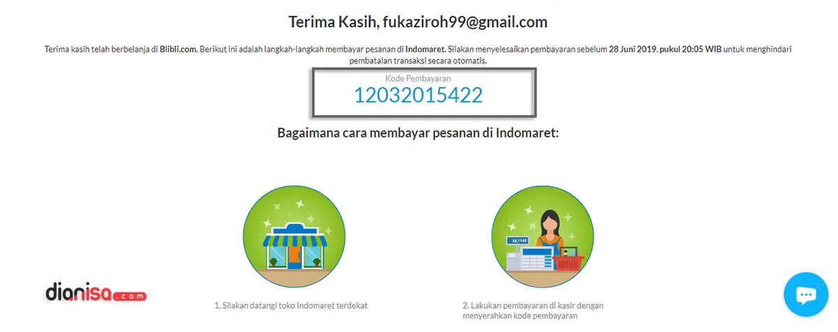 9. Kode Pembayaran di Blibli